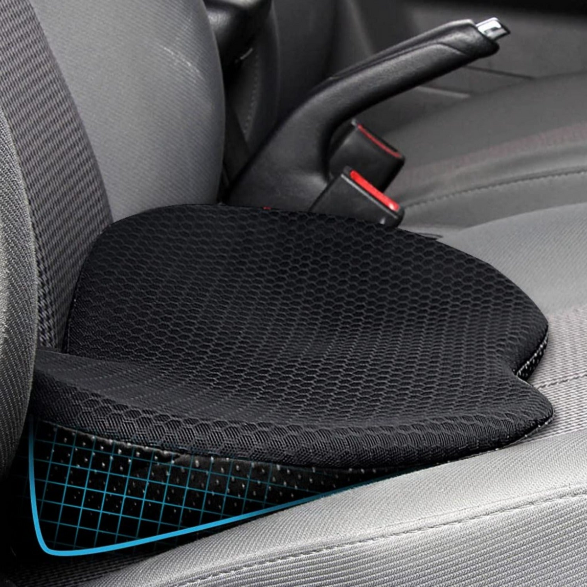Belro adult car booster seat cushion providing additional back support for improved comfort during driving.