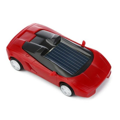Belro solar powered mini race car toy with sleek electronic design, featuring solar panels and colorful racing details.