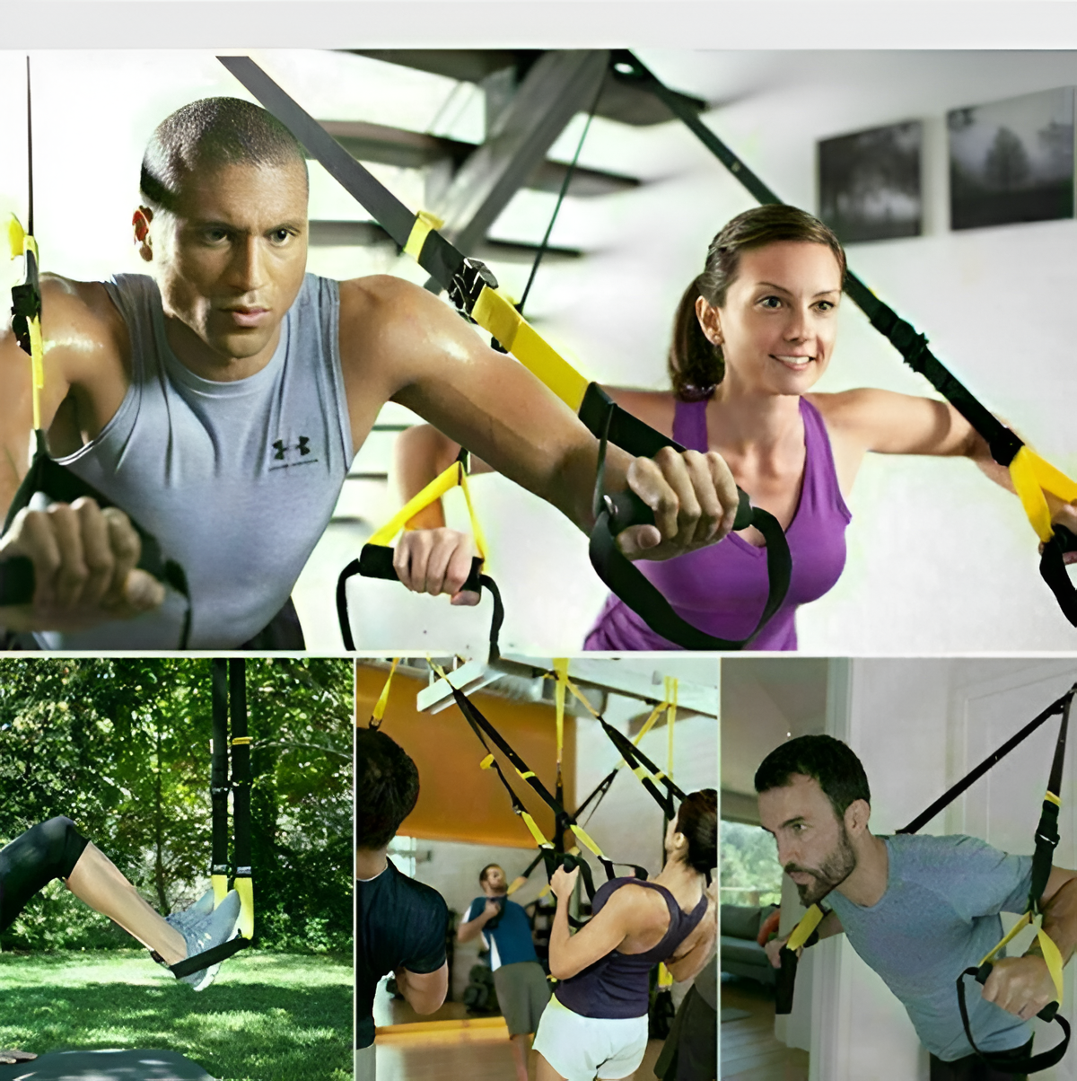 Belro men's home gym suspension resistance straps for strength training and functional fitness exercises.