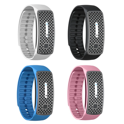 Belro ultrasonic mosquito repellent bracelet with USB charging, black wristband accessory designed to keep mosquitoes away.