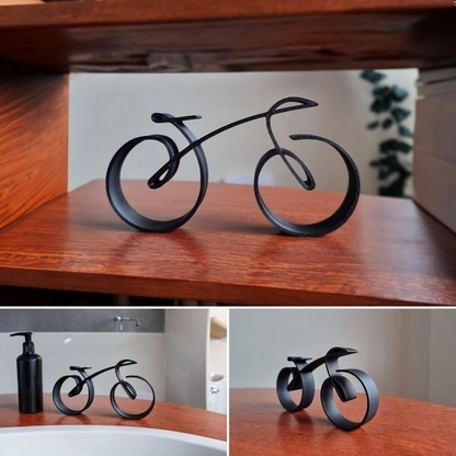 Wire framed minimalist bicycle sculpture by Belro, ideal for outdoor home and garden decor, showcasing a sleek, modern design.