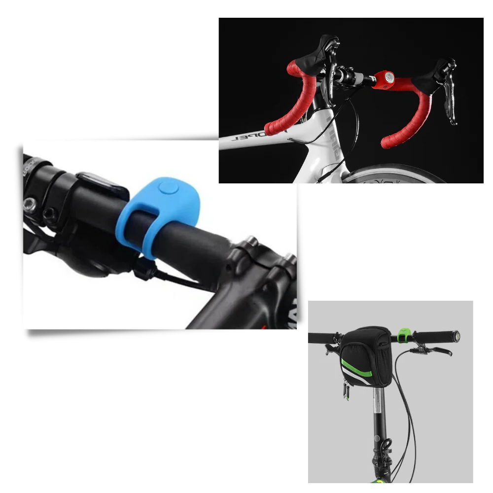 Belro strong bike horn mounted on a bicycle handlebar, designed for outdoor use in home and garden settings.