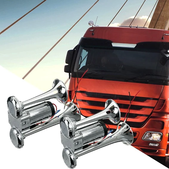 Belro super loud train horn for tracks and cars, featuring large horn with metal mounting for powerful sound in electronics audio.