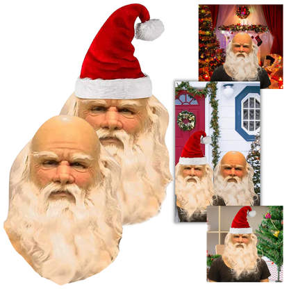 Belro Cosplay Santa Mask featuring a realistic red and white Santa face with eye openings, perfect for holiday costumes.