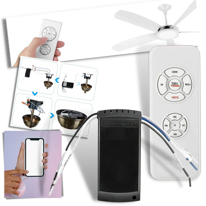 Belro universal fan remote control, electronic device with buttons for adjusting fan settings and speed.