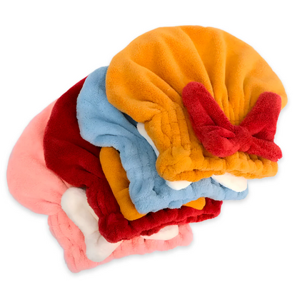 Belro super absorbent hair towel wrap, soft and quick-drying for hair care, shown in pink with tie closure and plush fabric.