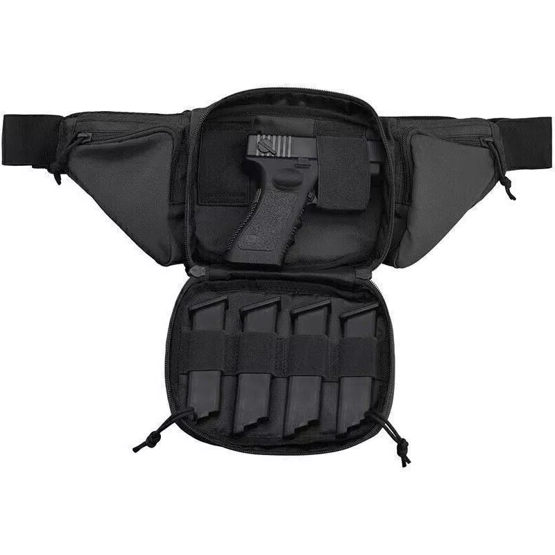 Belro tactical waist pack with concealed carry fanny pack holster, black nylon bag designed for secure, discreet carry.