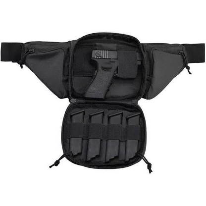 Belro tactical waist pack with concealed carry fanny pack holster, black nylon bag designed for secure, discreet carry.