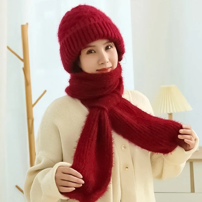 Belro women's winter cap with integrated ear protection, windproof scarf design, warm and stylish for cold weather.