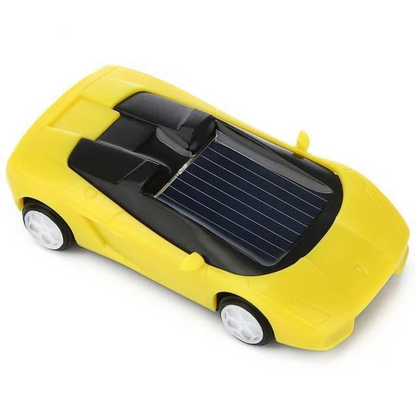 Belro solar powered mini race car toy with sleek design, showcasing its small electronic vehicle powered by solar energy.