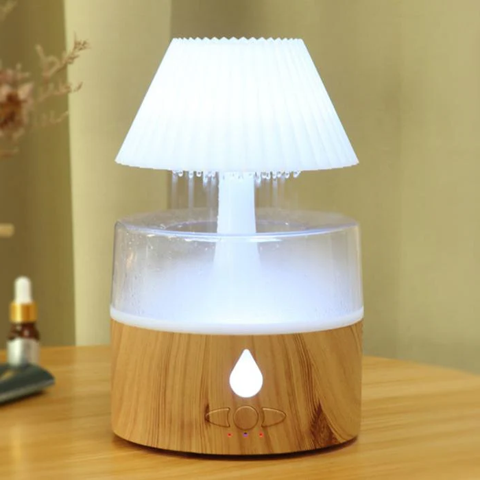 Belro Rain Cloud Humidifier with night light, cool mist aromatherapy diffuser, USB-powered for health and beauty use.
