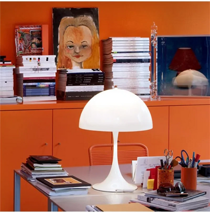 Belro Retro Danish Mushroom Desk Lamp with iconic design, modern style, and smooth surface, perfect for stylish lighting in modern spaces.