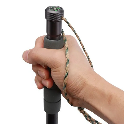 Belro Survival System walking stick, sturdy and lightweight with ergonomic handle for outdoor health and safety use.