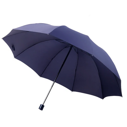 Super large Belro folding umbrella with open canopy and handle, designed for easy portability and coverage.