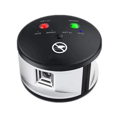 Belro ultrasonic electronic pest control device for mice, rats, and insects, designed for outdoor home and garden pest management.