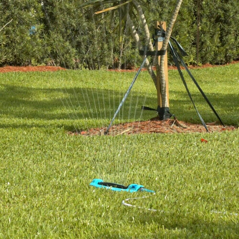 Belro wide-range oscillating above ground garden water sprinkler system for lawn irrigation in outdoor home and garden settings