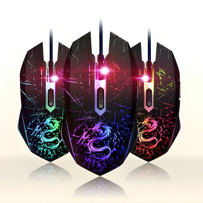 Belro Legendary Dragon Gaming Mouse with 3200 DPI, black ergonomic design, and customizable buttons for gaming and computer use.