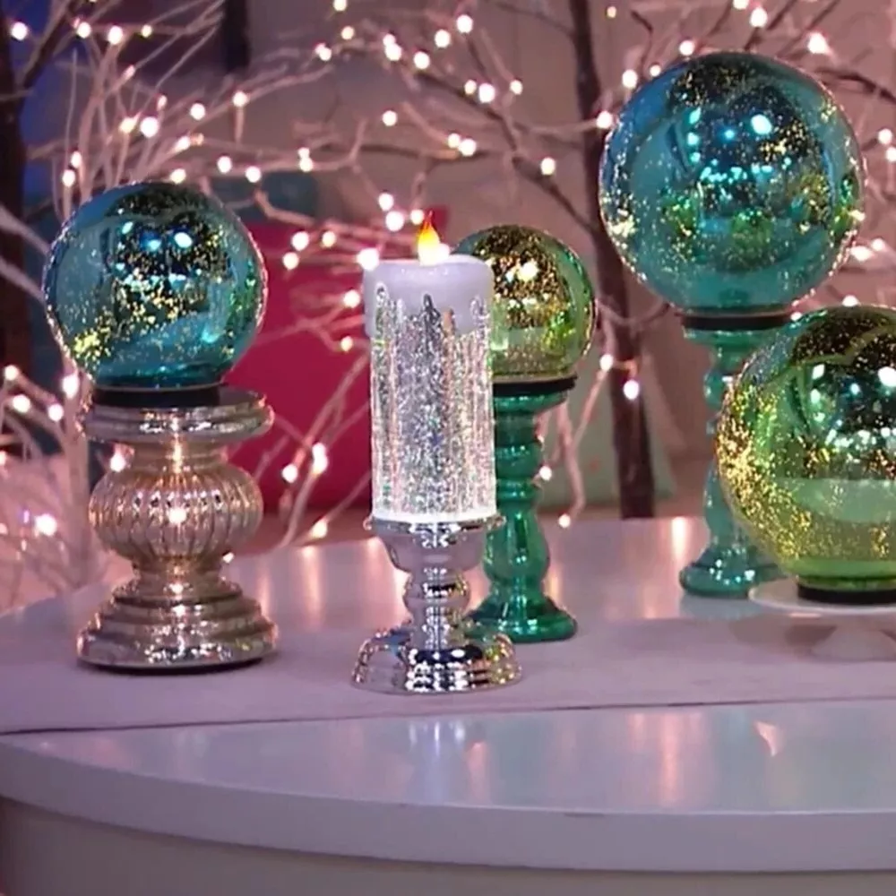 Belro rechargeable LED Christmas candle with glitter, designed for home decor, featuring a warm glow and festive sparkle.