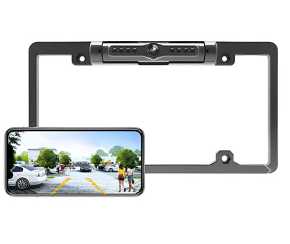 Wireless backup camera by Belro displaying a clear view of a vehicle's rear with license plate recognition.