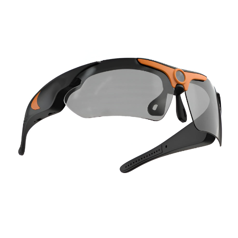 Belro camera sunglasses with built-in video recorder, black frame, featuring sleek design and integrated camera lenses.