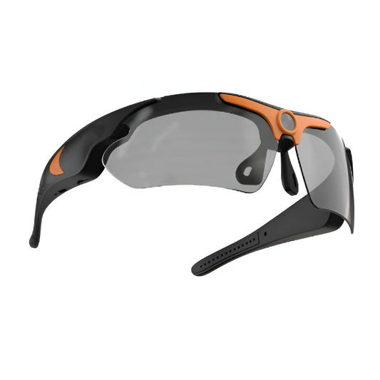 Belro camera sunglasses with built-in video recorder, black frame, featuring sleek design and integrated camera lenses.