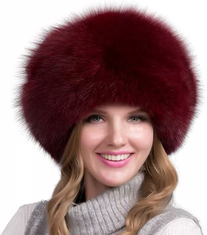 Belro women's winter fox fur hat with thick fur, warm ear muffs, stylish and cozy winter clothing accessory for women.