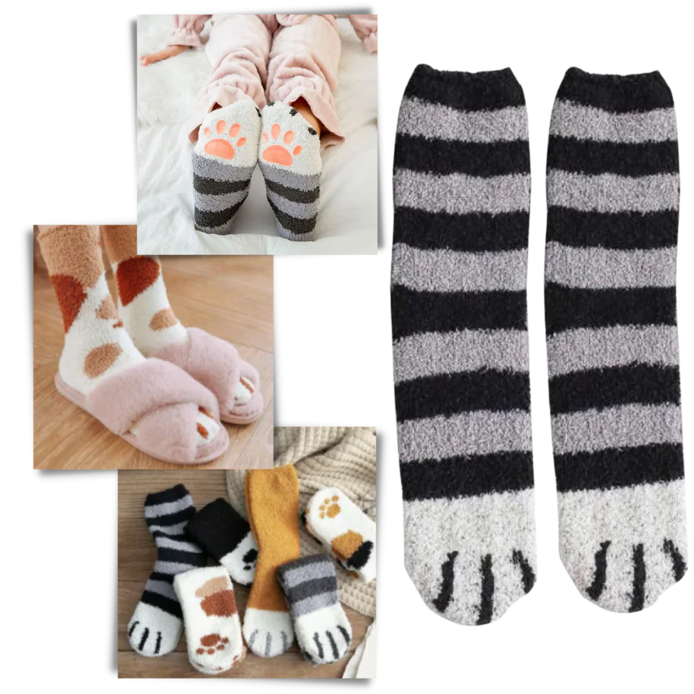 Belro Cat's Paw Winter Socks in cozy knit fabric with paw print patterns, perfect for cold weather.