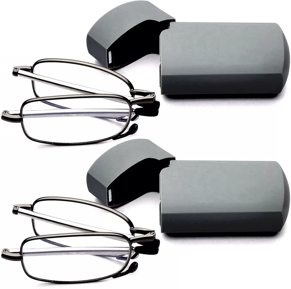 Belro folding reading glasses with case, portable and compact for convenient reading on the go.