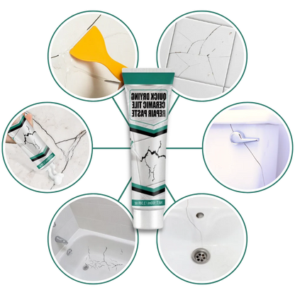 Belro ceramic tile repair paste kit with applicator tools for fixing cracks, chips, and surface damage on tiles.