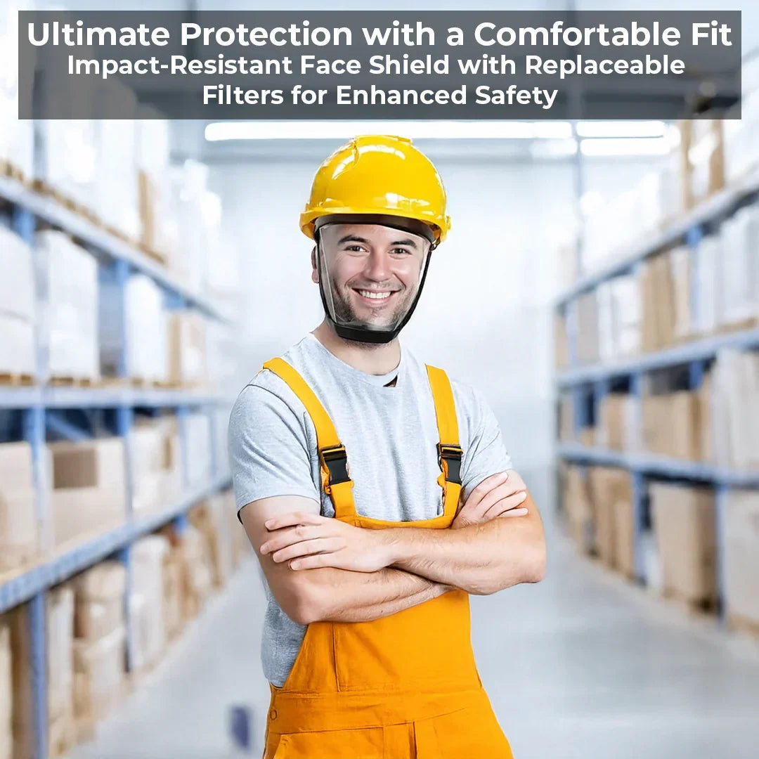 Belro anti-fog face shield for clothing, clear protective visor with anti-fog coating, designed for comfortable wear and visibility