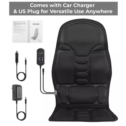 Belro heated massage cushion pad for chair and car, featuring adjustable heat and massage rollers for relaxation.