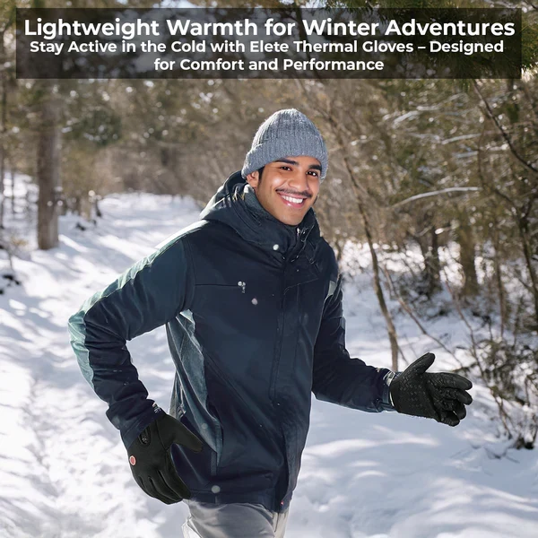 Belro waterproof thermal gloves for cold weather, featuring insulated design and snug fit, shown in black with textured palms.