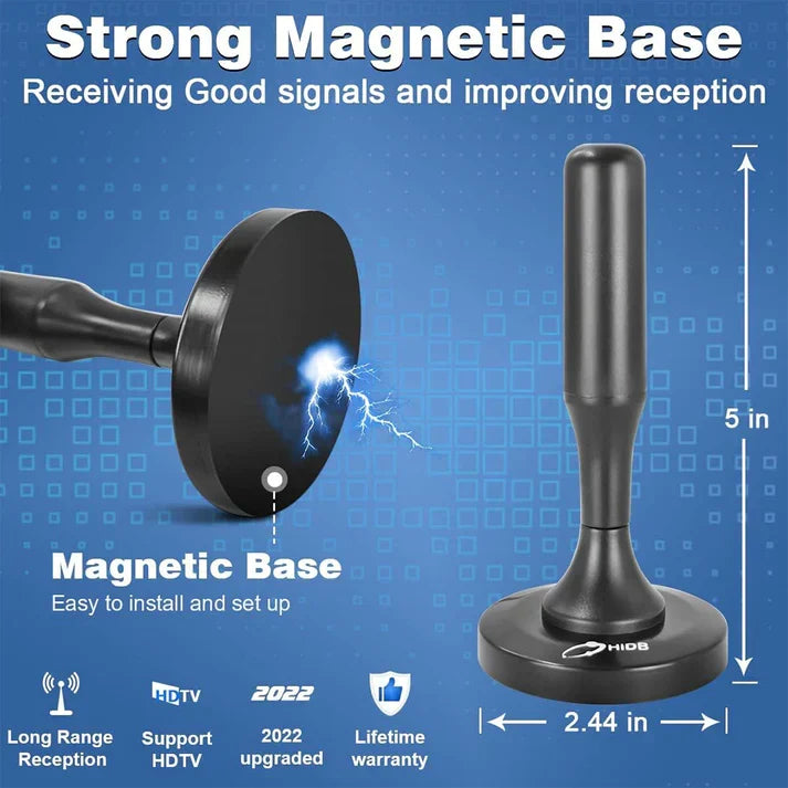 Belro HDTV 4K digital magnetic antenna for improved TV signal reception, electronic device with sleek design
