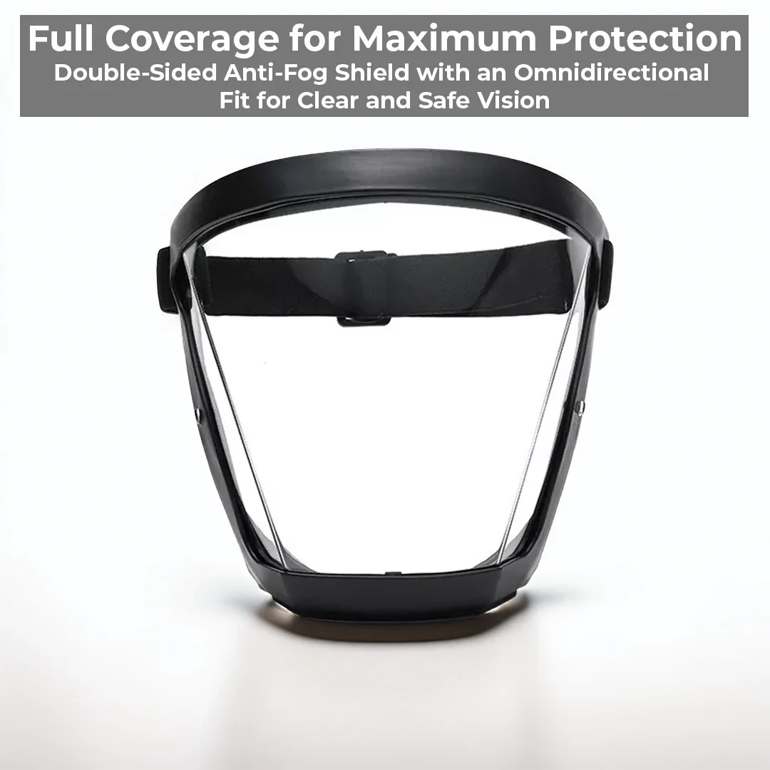 Belro anti-fog face shield, clear protective clothing accessory with anti-fog coating, designed for face protection.