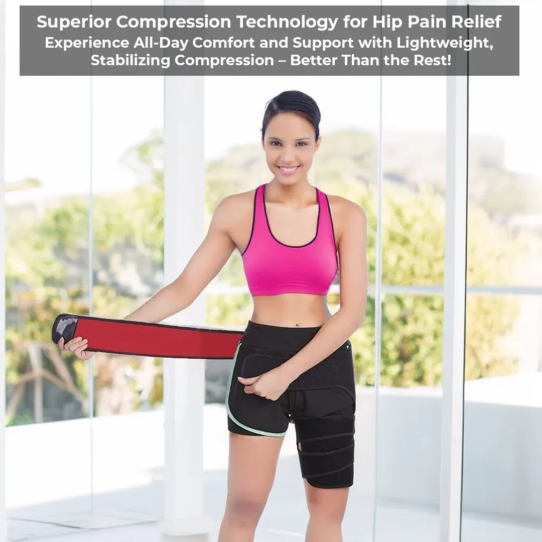 Belro hip and sciatica brace support with adjustable straps, designed to provide pain relief and stabilize the lower back and hips.