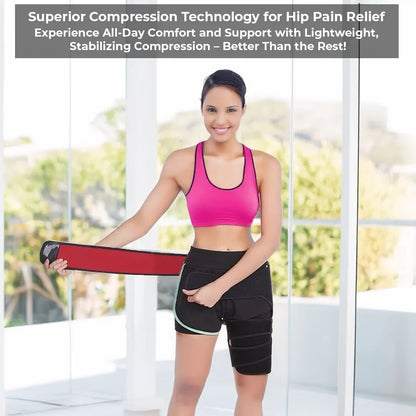 Belro hip and sciatica brace support with adjustable straps, designed to provide pain relief and stabilize the lower back and hips.