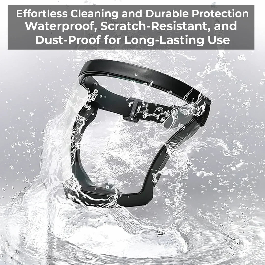 Belro anti-fog face shield, clear protective clothing with anti-fog surface, designed for comfortable face coverage and visibility.