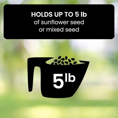 Belro squirrel-proof bird feeder for home and garden, designed to attract small birds while preventing squirrels from accessing seed.