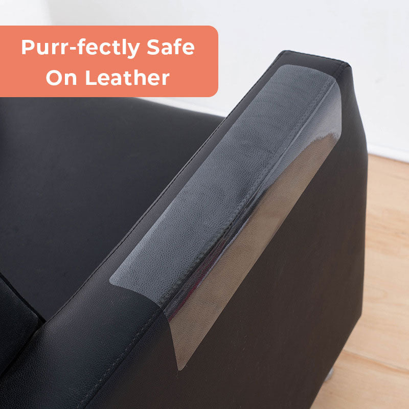 Belro Feline Furniture Guard on leather sofa, protects furniture from scratches and damage caused by cats.