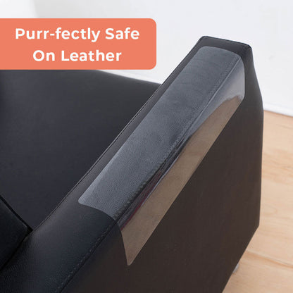 Belro Feline Furniture Guard on leather sofa, protects furniture from scratches and damage caused by cats.