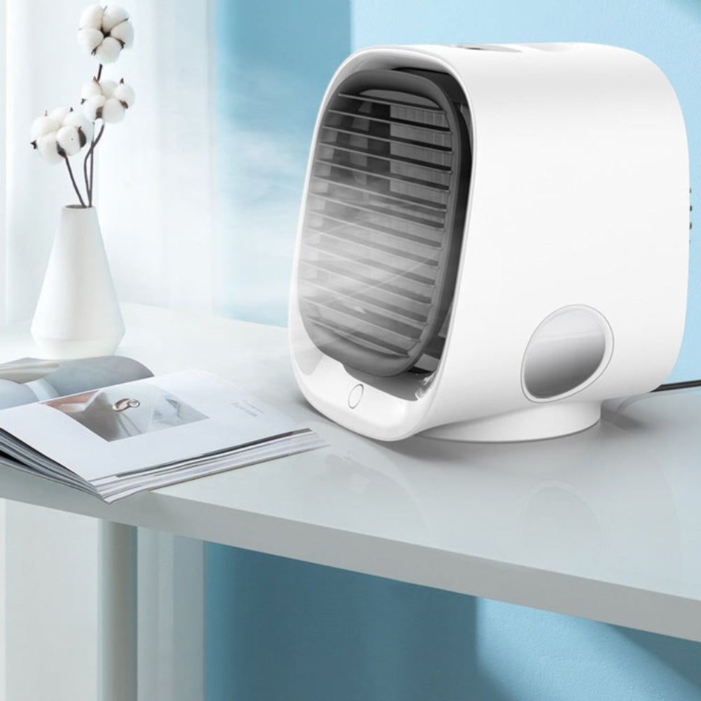 DecorsDeluxe ZenWave Micro AC personal portable air conditioner with compact design and cooling fan for personal use.