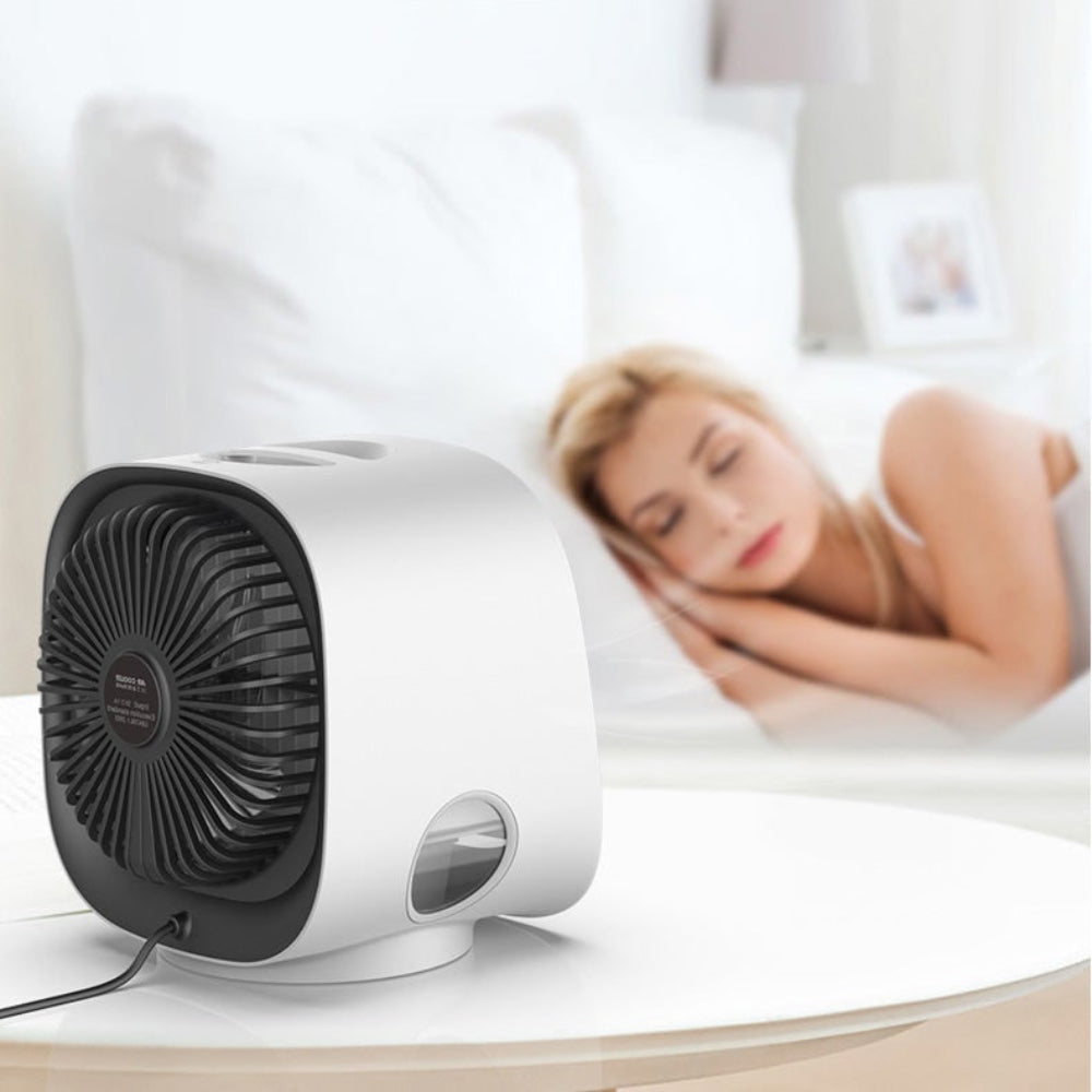 DecorsDeluxe ZenWave Micro AC portable personal air conditioner mini cooling fan with USB connection, compact and lightweight.