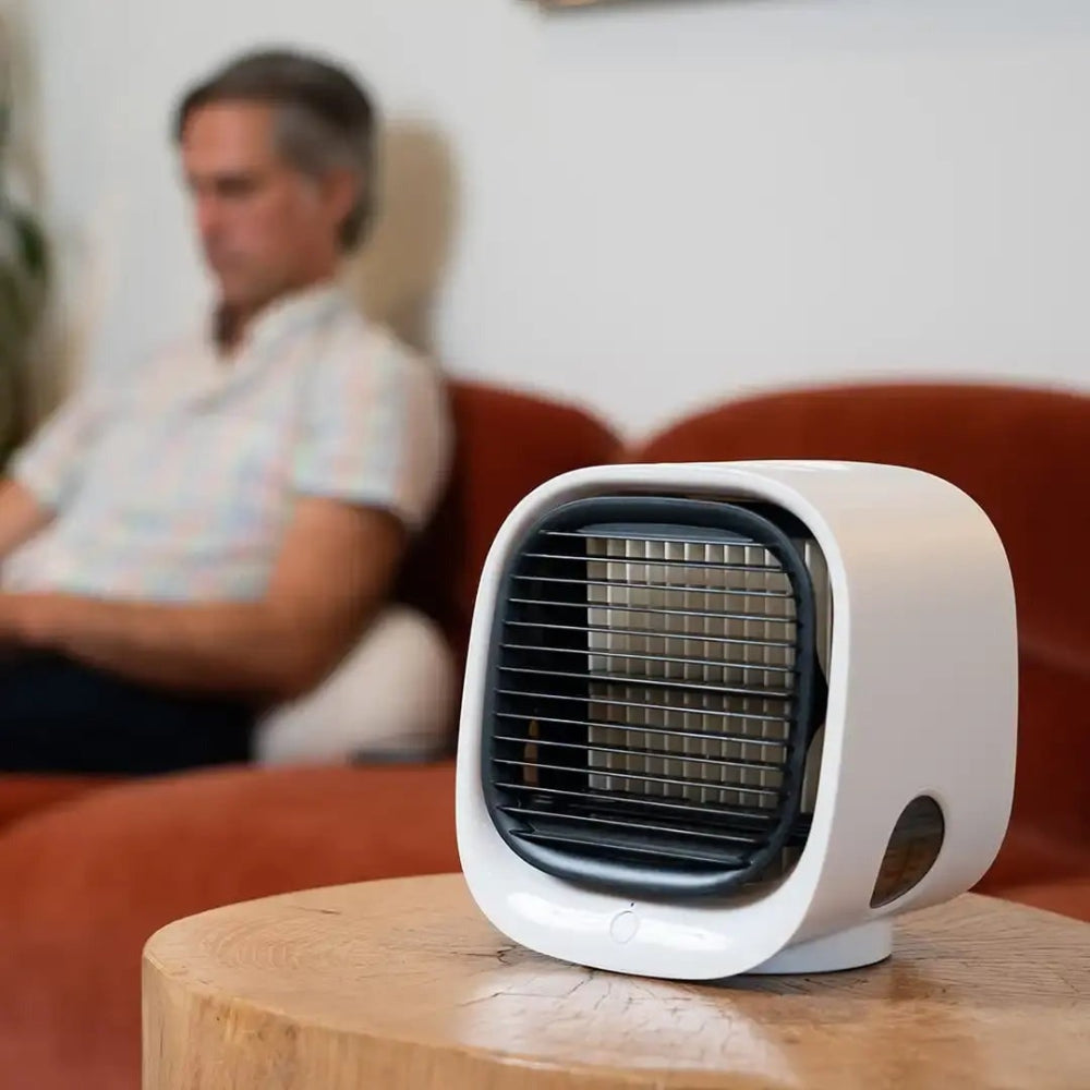 DecorsDeluxe ZenWave Micro AC portable personal air conditioner and mini cooling fan for personal cooling comfort.