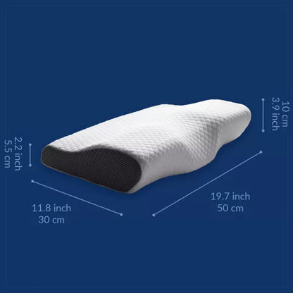 Belro contoured orthopedic memory foam pillow designed for neck pain relief, showing its ergonomic shape and smooth surface.