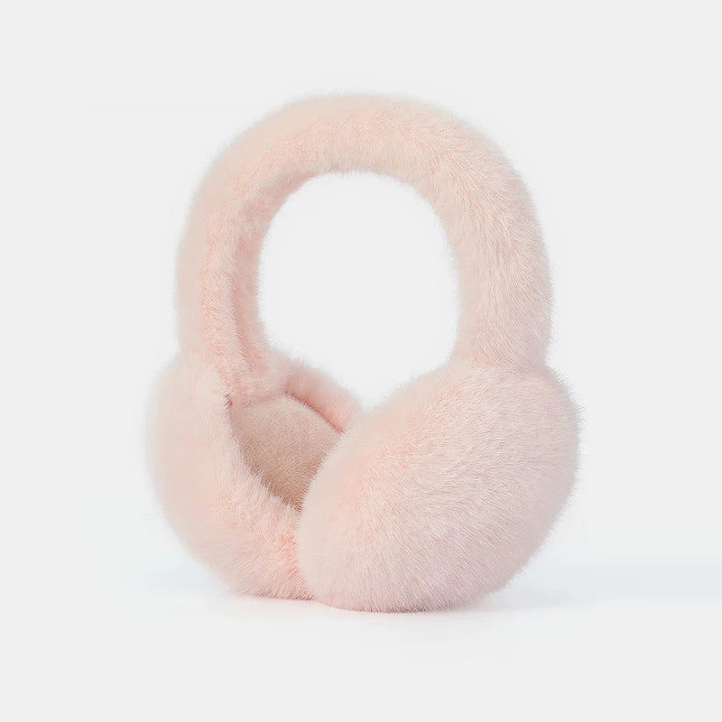 Pink Belro luxury plush earmuffs for winter comfort, cozy and soft clothing accessory for cold weather warmth.