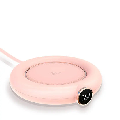 Pink Belro digital cup warmer with adjustable temperature control, perfect for keeping coffee or tea warm.
