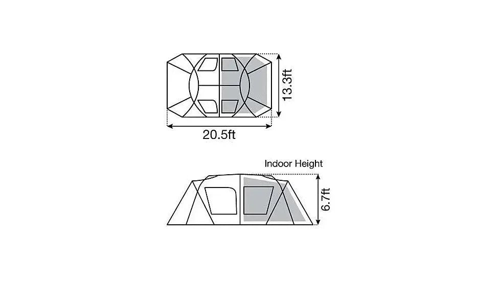 Snow Peak Land Lock Shelter Tent set up outdoors, showcasing durable fabric and sturdy frame by Casavibeo for camping and outdoor shelter.