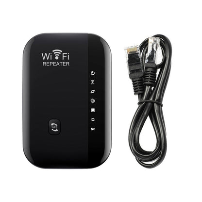 GETDECO portable WiFi range extender with Ethernet, 7 LED indicators, relay/AP modes, compact design for extended wireless coverage