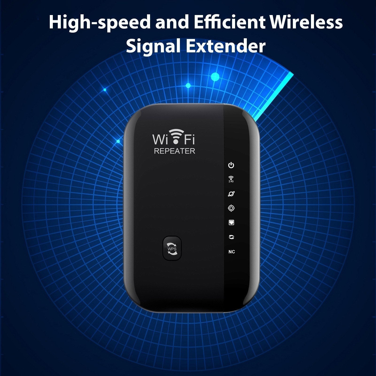GETDECO portable WiFi range extender with Ethernet, 7 LED indicators, relay and AP modes, easy setup for extended wireless coverage