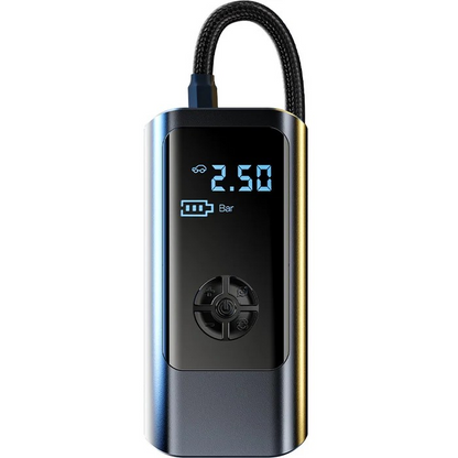 Mivoza Deutschland 12V tire inflator compressor with dual power for car and bicycle, portable air compressor for home and outdoor use.